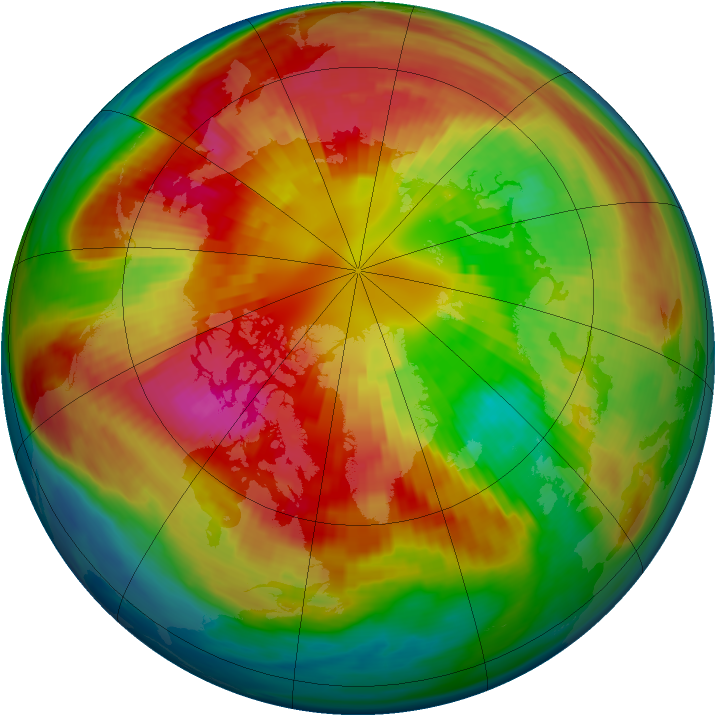 Arctic ozone map for 06 March 1985